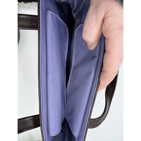 Longchamp Vintage Women's Brown Leather Purple Lining‎ Top Handle Shoulder Bag - Picture 14 of 16